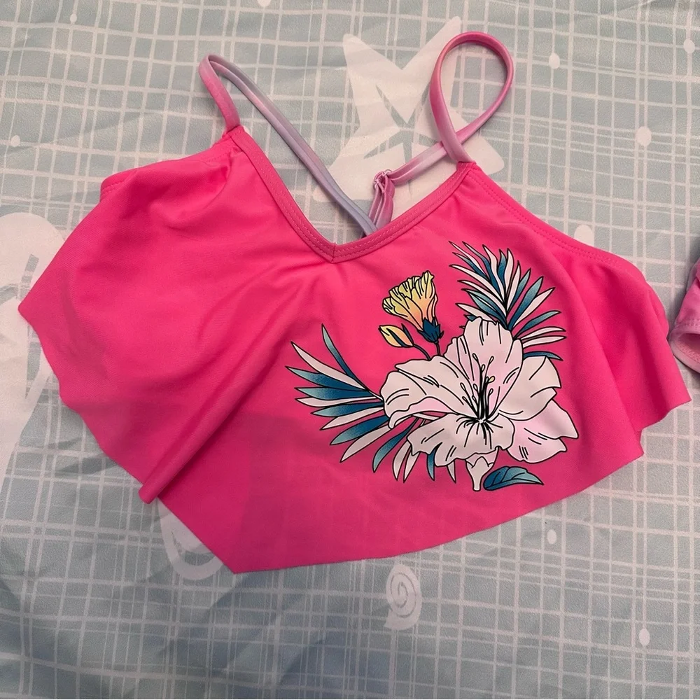 Justice Pink Floral Girls’ Bikini Set NWOT